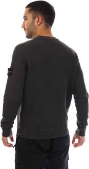 Heren Stone Island Diagonaal Fleece 'Old' Effect Crewneck Sweatshirt in Grijs