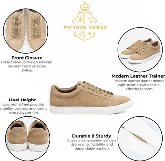 Heren Stone Taupe Suède Leren Trainer Sneaker Schoenen - Gibbs