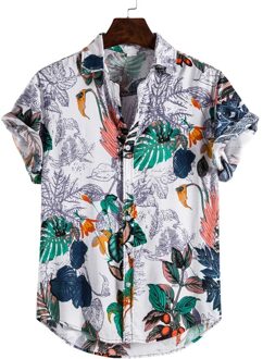 Heren Straat Shirts Linnen Etnische Casual Tropische Hawaiiaanse Strand Zomer Mannelijke Shirts Gedrukt Korte Mouw Blouse Camisa Hombre Xxl