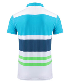 Heren Sunbury Stripe Biokatoenen Polo Shirt (Ocean) Blauw