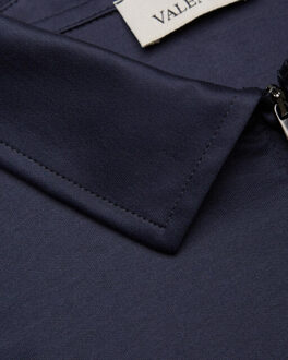 Heren supima polo zip collar l/s Blauw