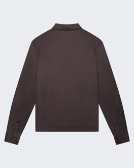 Heren supima polo zip collar l/s Grijs