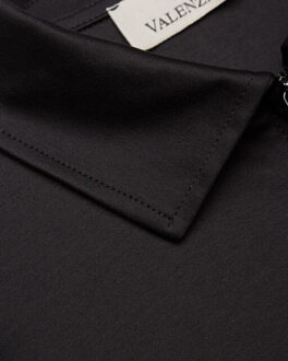 Heren supima polo zip collar l/s Zwart - XL