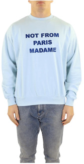 Heren Sweatshirt Slogan Print Drole de Monsieur , Blue , Heren - L