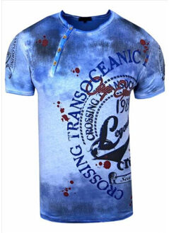 heren t-shirt 15045 Blauw - M