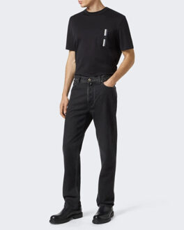 Heren t-shirt girocollo costina Zwart - M