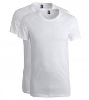 Heren T-shirt James Wit Ronde Hals Slim Fit 2-Pack - L