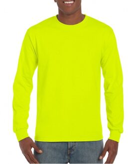 Heren t-shirt lange mouw lichtgevend geel 2XL