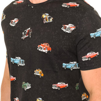 Heren-T-shirt met korte mouwen en ronde hals JFTD09-RETROCAR-MULTICOLOR - maat S Grijs