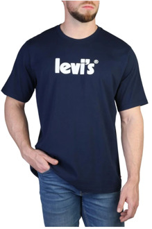 Heren T-shirt met korte mouwen en ronde hals Levi's , Blue , Heren - S,Xs