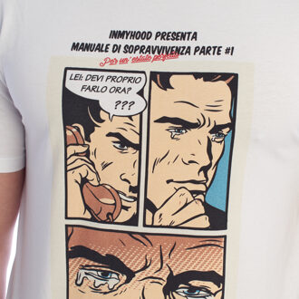 Heren T-shirt met korte mouwen van katoen met comicprint HS24MTS21-A Wit - L