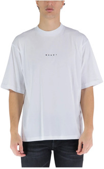 Heren T-shirt met Opvallend Logo Marni , White , Heren - Xl,L,M,S