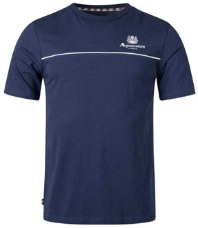 Heren T-Shirt met Piping Detail (Marineblauw) Navy - XL