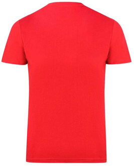 Heren T-shirt met reliëflogo (Rood)