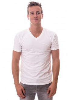 Heren T-shirt met V-hals - White - Maat XXL