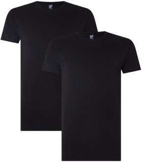 Heren T-shirt Ottawa Zwart Ronde Hals Slim Fit 2-Pack - XL