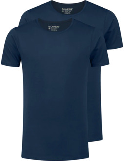 Heren T-shirt Ronde Hals Extra Lang Navy Basic Fit 2-Pack - 3XL