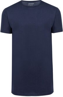 Heren T-shirt Ronde Hals Extra Lang Navy Basic Fit 2-Pack - L