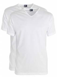 Heren T-shirt Vermont Extra Lang Wit V-Hals 2-Pack - L