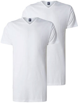 Heren T-shirt Vermont Extra Lang Wit V-Hals 2-Pack - M