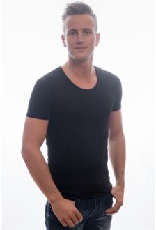 Heren T-shirts Diepe Ronde Hals Zwart Body Fit 1-Pack