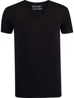 Heren T-shirts Diepe V-Hals Zwart Body Fit-1 Pack