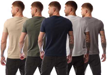 Heren T-shirts NICCE Buena 5 Pack in Multi kleur Veelkleurig