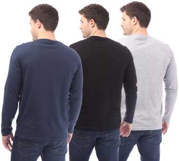 Heren T-shirts NICCE Julian LS 3 Pack in Zwart Grijs - maat