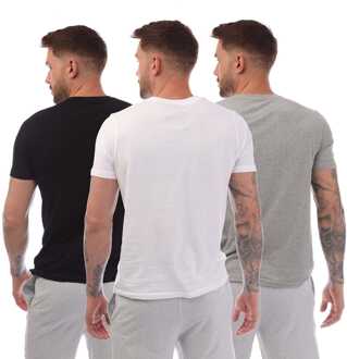 Heren T-shirts NICCE Sully 3 Pack in Zwart Grijs Wit - maat 2XL Zwart/wit