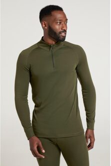 Heren Talus Zip Neck Thermo Top met lange mouwen (Kaki Groen) - S