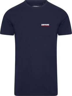 Heren Tee SS Shirt Chest Logo Navy - Blauw - Maat S