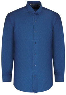 Heren Textuur Langsleeve Overhemd (Donkerblauw)