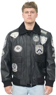 Heren Top Gun A2 lederen bomberjack-San Diego Zwart - XL