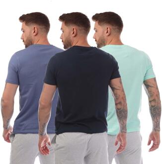 Heren Tordh T-Shirt (Pak van 3) (Blauw/Navy/Mintgroen)