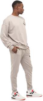Heren Trainingspak Happy met oversized borduursel Beige - XL