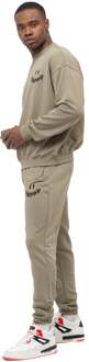Heren Trainingspak Happy met oversized borduursel Kaki - XL