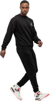 Heren Trainingspak Happy met oversized borduursel Zwart - S