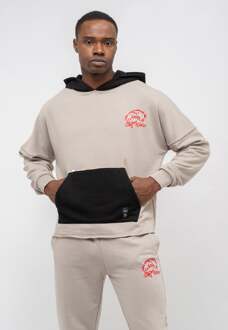 Heren Trainingspak in eigentijdse stijl met graffitiprint Beige