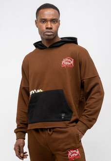 Heren Trainingspak in eigentijdse stijl met graffitiprint Bruin - XL