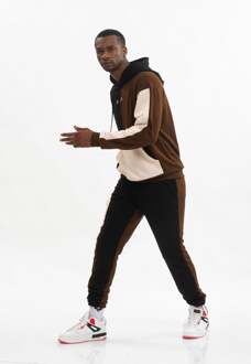 Heren trainingspak in oversized driekleur Bruin - M