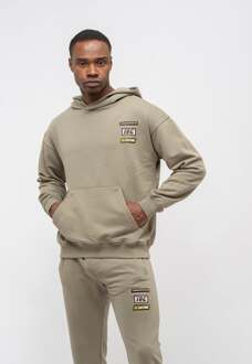 Heren trainingspak met geborduurde badge, oversized Kaki
