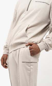 Heren trainingspak met kwart rits, oversize Beige