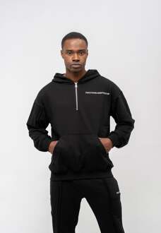 Heren trainingspak met kwart rits, oversize Zwart