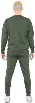 Heren trainingspak met ronde hals en geborduurd logo in kaki - 2XL