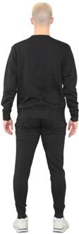 Heren trainingspak met ronde hals en geborduurd logo in zwart - 2XL