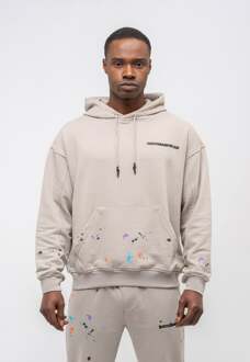 Heren Trainingspak Paint Splatter in oversize Beige