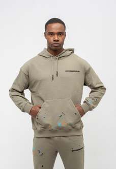 Heren Trainingspak Paint Splatter in oversize Kaki - L