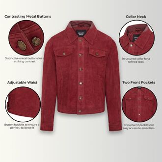 Heren Trucker Geit Su�de Westerse Leren Jeansjas - Yangon - maat 4XL Bourgogne