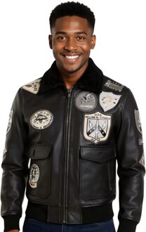 Heren True Black Top Gun A2 leren bomberjack - Perth - maat 5XL Zwart
