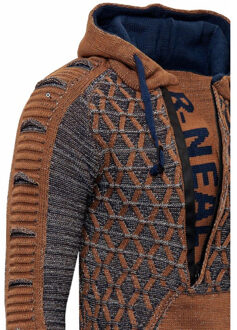 heren trui camel hoodie 13362 - maat M Blauw